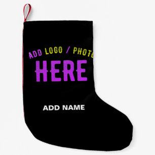 STYLISH MODERN CUSTOMIZABLE BLACK VERIFIED BRANDED SMALL CHRISTMAS STOCKING