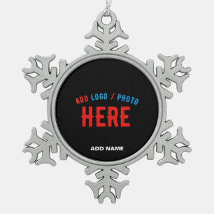 STYLISH MODERN CUSTOMIZABLE BLACK VERIFIED BRANDED SNOWFLAKE PEWTER CHRISTMAS ORNAMENT