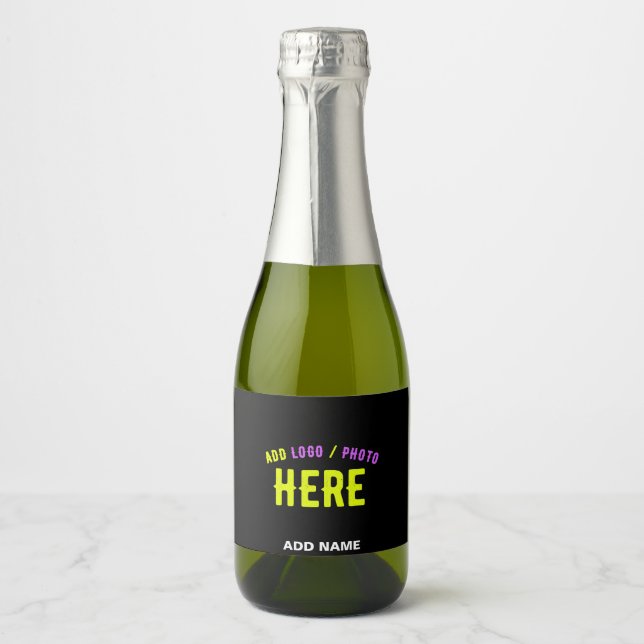 STYLISH MODERN CUSTOMIZABLE BLACK VERIFIED BRANDED SPARKLING WINE LABEL (Front)