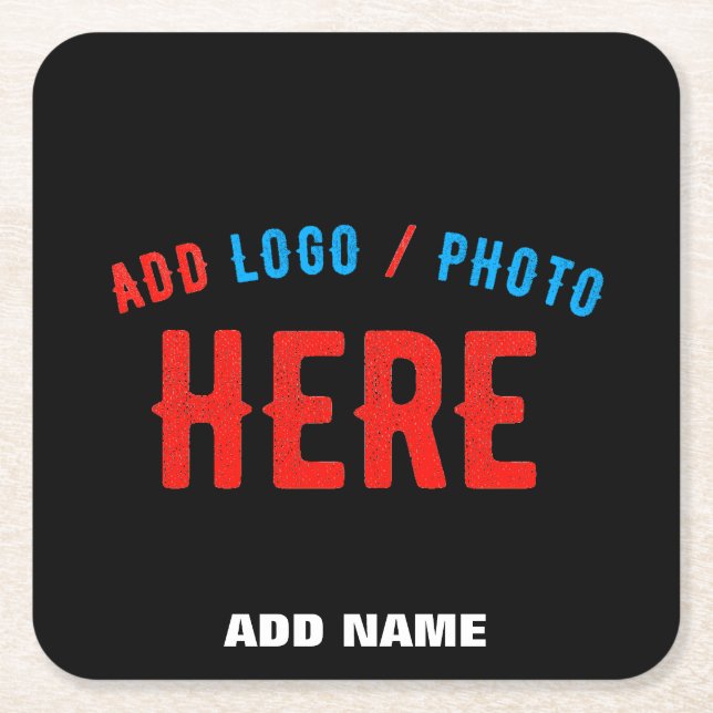 STYLISH MODERN CUSTOMIZABLE BLACK VERIFIED BRANDED SQUARE PAPER COASTER (Front)