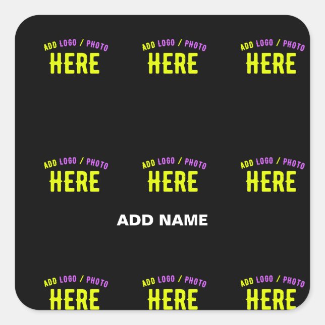STYLISH MODERN CUSTOMIZABLE BLACK VERIFIED BRANDED SQUARE STICKER (Front)