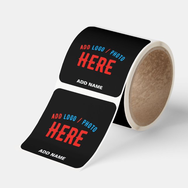 STYLISH MODERN CUSTOMIZABLE BLACK VERIFIED BRANDED SQUARE STICKER (Roll)