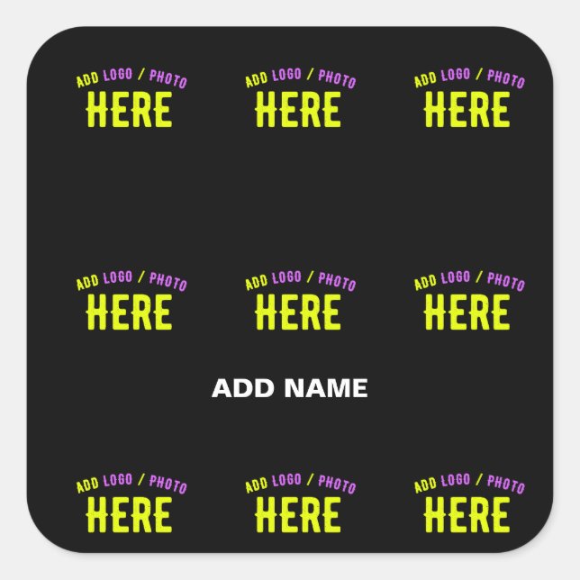 STYLISH MODERN CUSTOMIZABLE BLACK VERIFIED BRANDED SQUARE STICKER (Front)