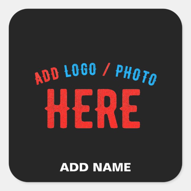 STYLISH MODERN CUSTOMIZABLE BLACK VERIFIED BRANDED SQUARE STICKER (Front)