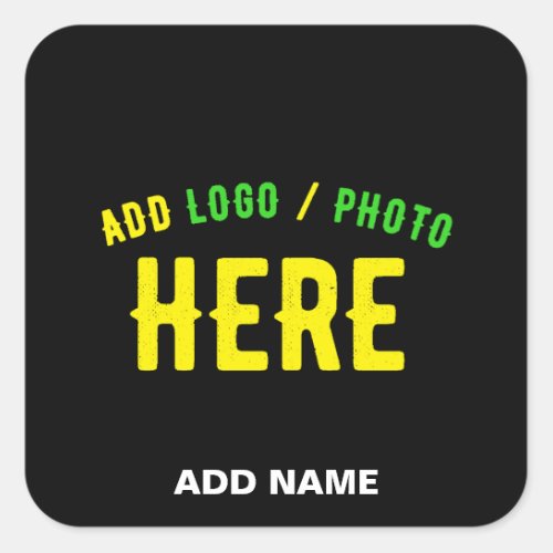 STYLISH MODERN CUSTOMIZABLE BLACK VERIFIED BRANDED SQUARE STICKER