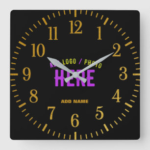 STYLISH MODERN CUSTOMIZABLE BLACK VERIFIED BRANDED SQUARE WALL CLOCK