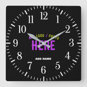 STYLISH MODERN CUSTOMIZABLE BLACK VERIFIED BRANDED SQUARE WALL CLOCK