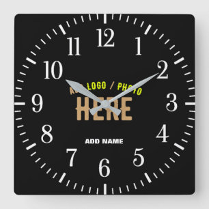 STYLISH MODERN CUSTOMIZABLE BLACK VERIFIED BRANDED SQUARE WALL CLOCK