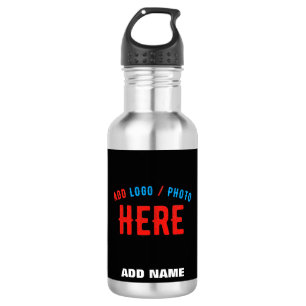 STYLISH MODERN CUSTOMIZABLE BLACK VERIFIED BRANDED STAINLESS STEEL WATER BOTTLE