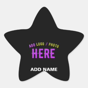 STYLISH MODERN CUSTOMIZABLE BLACK VERIFIED BRANDED STAR STICKER