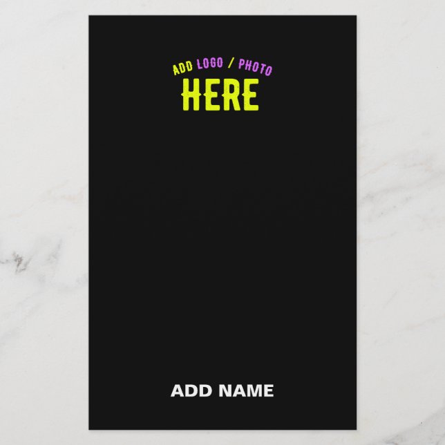 STYLISH MODERN CUSTOMIZABLE BLACK VERIFIED BRANDED STATIONERY (Front)