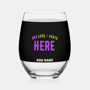 STYLISH MODERN CUSTOMIZABLE BLACK VERIFIED BRANDED STEMLESS WINE GLASS