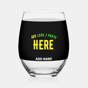 STYLISH MODERN CUSTOMIZABLE BLACK VERIFIED BRANDED STEMLESS WINE GLASS