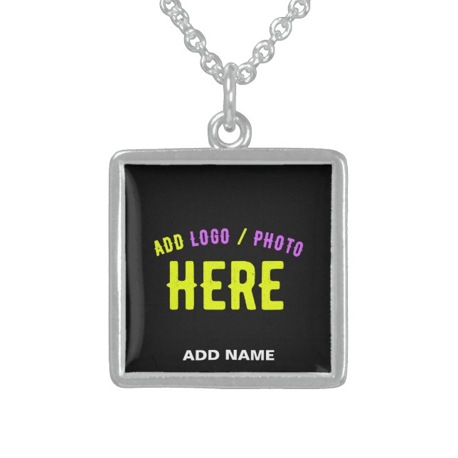 STYLISH MODERN CUSTOMIZABLE BLACK VERIFIED BRANDED STERLING SILVER NECKLACE (Front)
