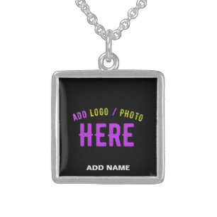 STYLISH MODERN CUSTOMIZABLE BLACK VERIFIED BRANDED STERLING SILVER NECKLACE