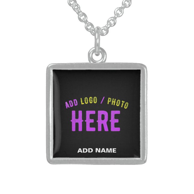 STYLISH MODERN CUSTOMIZABLE BLACK VERIFIED BRANDED STERLING SILVER NECKLACE (Front)