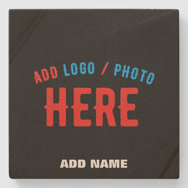 STYLISH MODERN CUSTOMIZABLE BLACK VERIFIED BRANDED STONE COASTER (Front)