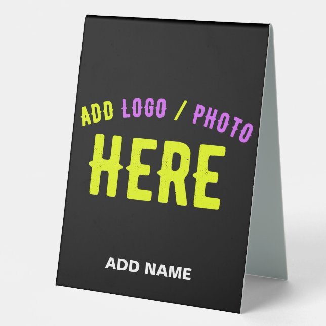 STYLISH MODERN CUSTOMIZABLE BLACK VERIFIED BRANDED TABLE TENT (Front)