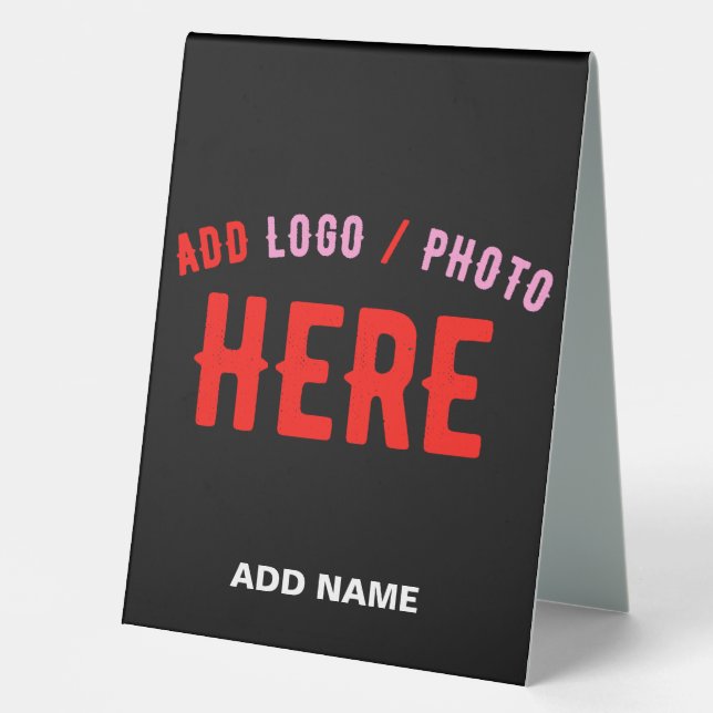 STYLISH MODERN CUSTOMIZABLE BLACK VERIFIED BRANDED TABLE TENT (Front)