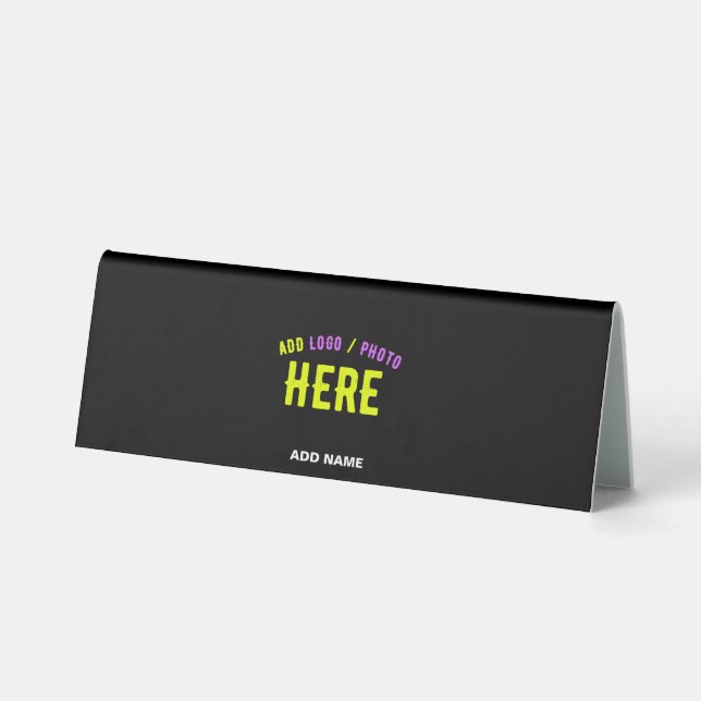 STYLISH MODERN CUSTOMIZABLE BLACK VERIFIED BRANDED TABLE TENT (Front)