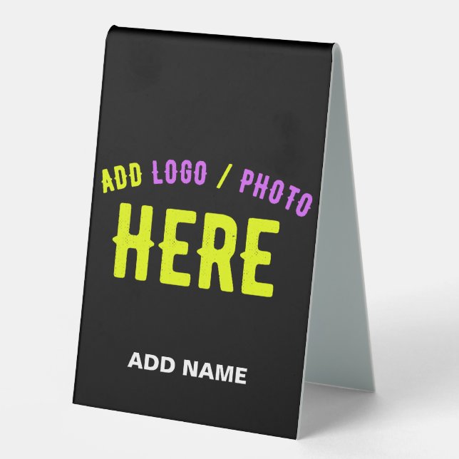 STYLISH MODERN CUSTOMIZABLE BLACK VERIFIED BRANDED TABLE TENT (Front)