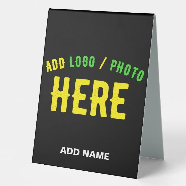STYLISH MODERN CUSTOMIZABLE BLACK VERIFIED BRANDED TABLE TENT (Front)