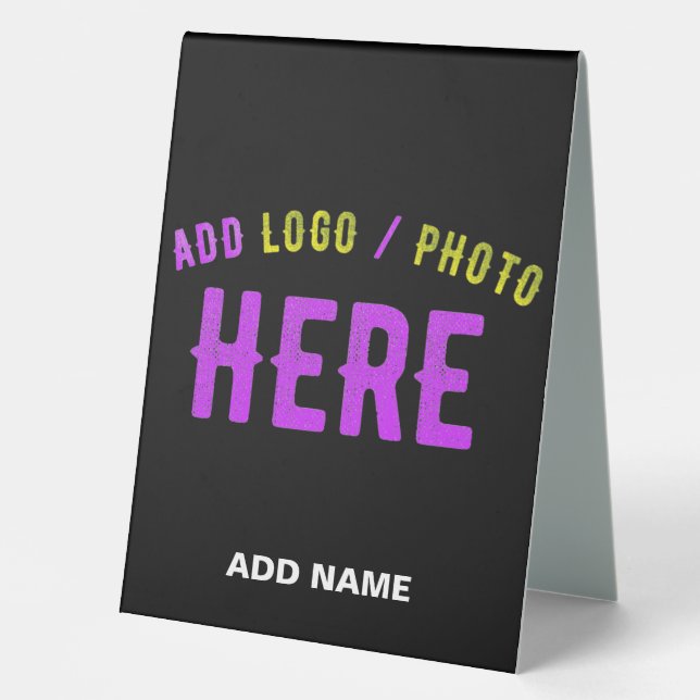 STYLISH MODERN CUSTOMIZABLE BLACK VERIFIED BRANDED TABLE TENT (Front)