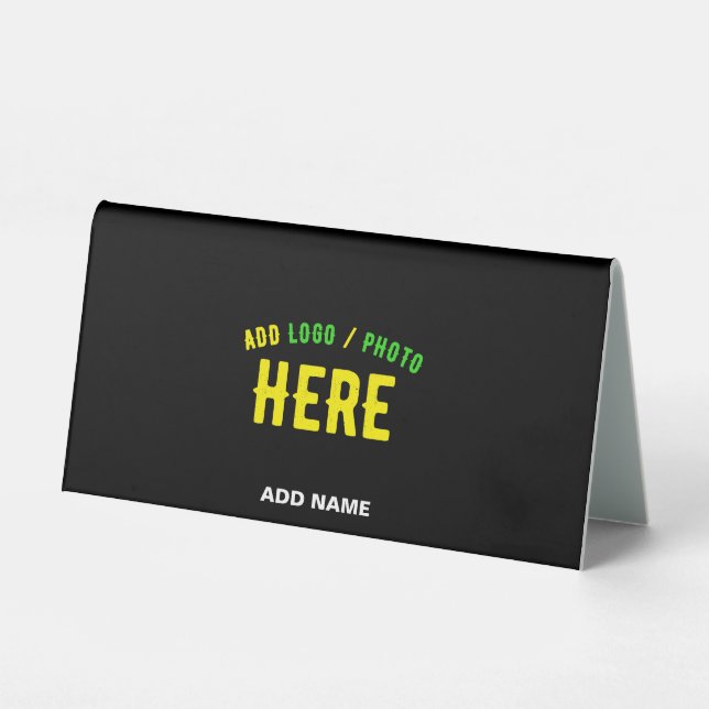 STYLISH MODERN CUSTOMIZABLE BLACK VERIFIED BRANDED TABLE TENT (Front)