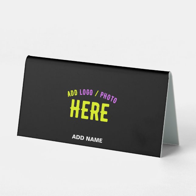 STYLISH MODERN CUSTOMIZABLE BLACK VERIFIED BRANDED TABLE TENT (Front)