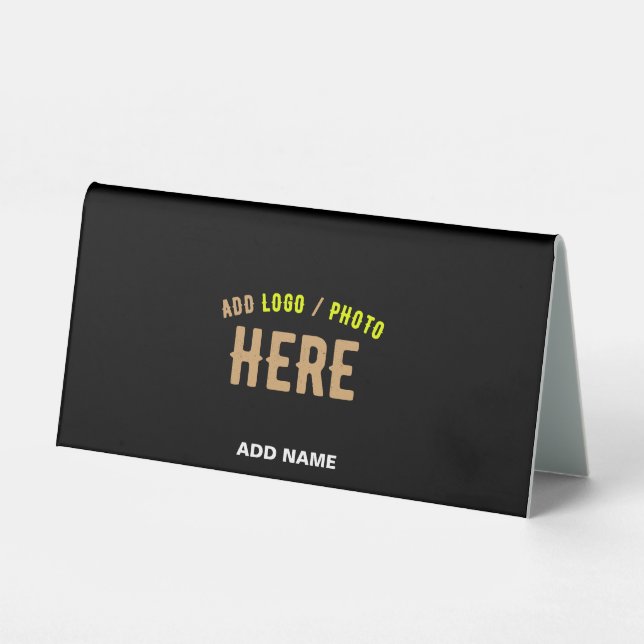 STYLISH MODERN CUSTOMIZABLE BLACK VERIFIED BRANDED TABLE TENT (Front)