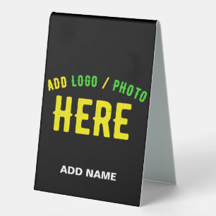 STYLISH MODERN CUSTOMIZABLE BLACK VERIFIED BRANDED TABLE TENT SIGN