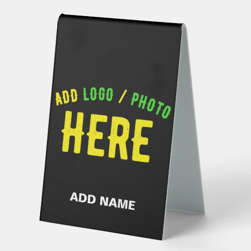 STYLISH MODERN CUSTOMIZABLE BLACK VERIFIED BRANDED TABLE TENT SIGN
