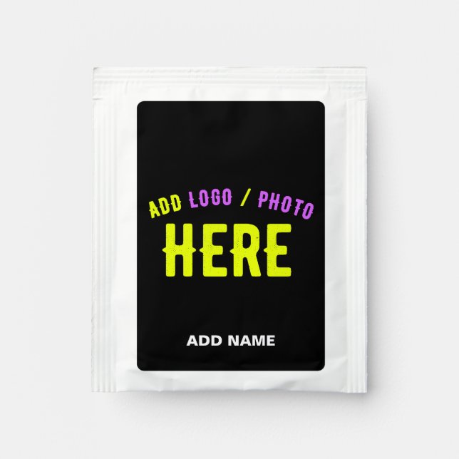 STYLISH MODERN CUSTOMIZABLE BLACK VERIFIED BRANDED TEA BAG DRINK MIX (Front)
