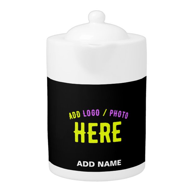 STYLISH MODERN CUSTOMIZABLE BLACK VERIFIED BRANDED TEAPOT (Front)