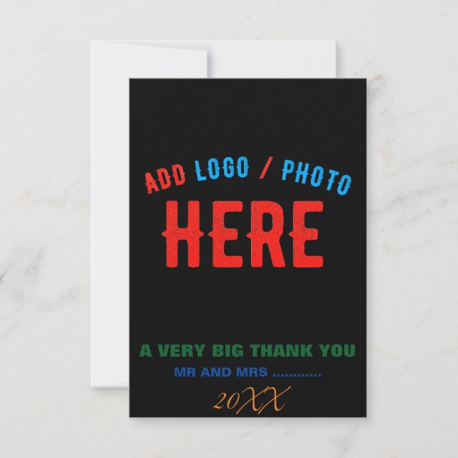 STYLISH MODERN CUSTOMIZABLE BLACK VERIFIED BRANDED THANK YOU CARD (Front)