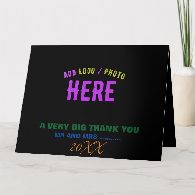 STYLISH MODERN CUSTOMIZABLE BLACK VERIFIED BRANDED THANK YOU CARD (Front)