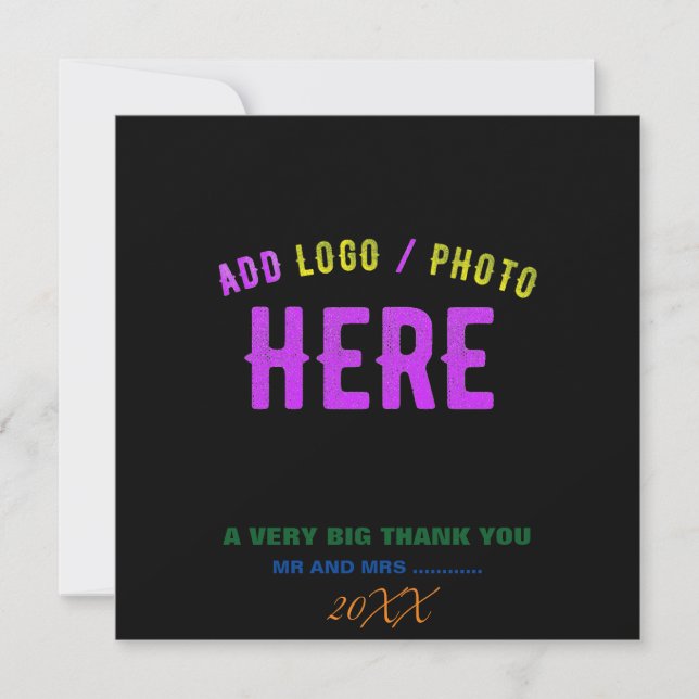STYLISH MODERN CUSTOMIZABLE BLACK VERIFIED BRANDED THANK YOU CARD (Front)