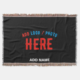 STYLISH MODERN CUSTOMIZABLE BLACK VERIFIED BRANDED THROW BLANKET