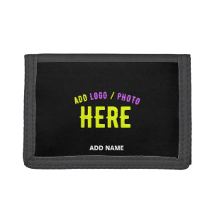STYLISH MODERN CUSTOMIZABLE BLACK VERIFIED BRANDED TRI-FOLD WALLET