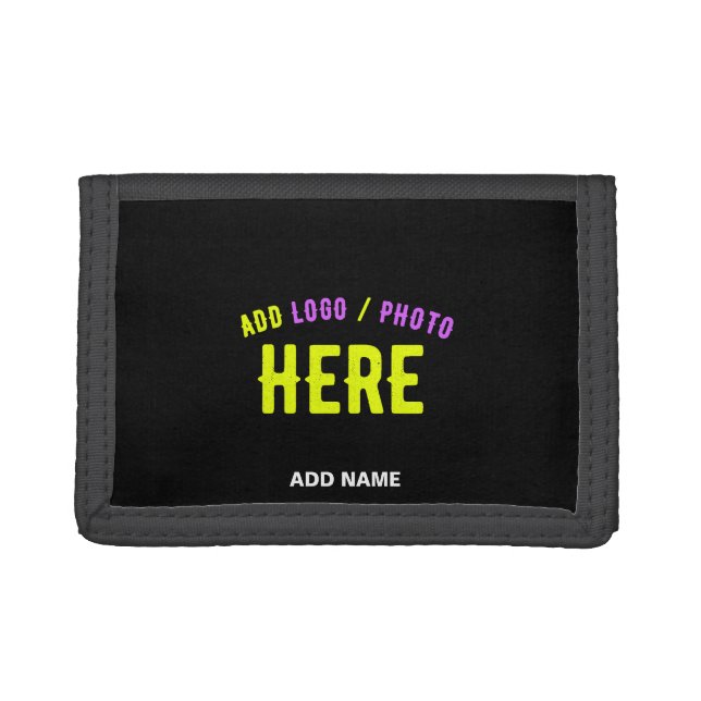STYLISH MODERN CUSTOMIZABLE BLACK VERIFIED BRANDED TRIFOLD WALLET (Front)