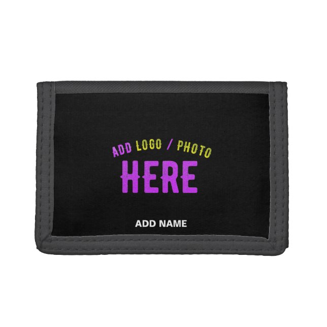 STYLISH MODERN CUSTOMIZABLE BLACK VERIFIED BRANDED TRIFOLD WALLET (Front)