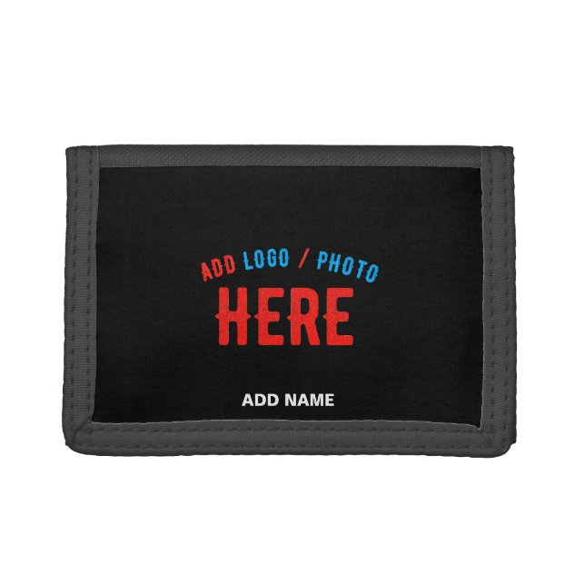 STYLISH MODERN CUSTOMIZABLE BLACK VERIFIED BRANDED TRIFOLD WALLET (Front)