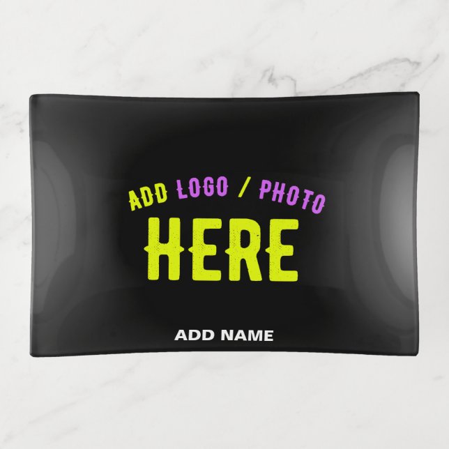 STYLISH MODERN CUSTOMIZABLE BLACK VERIFIED BRANDED TRINKET TRAY (Front)