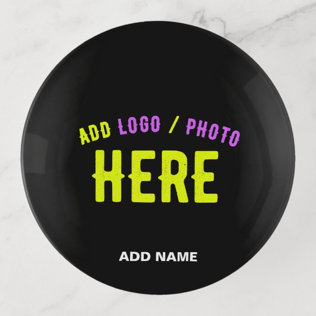 STYLISH MODERN CUSTOMIZABLE BLACK VERIFIED BRANDED TRINKET TRAY (Front)