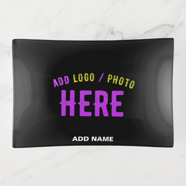 STYLISH MODERN CUSTOMIZABLE BLACK VERIFIED BRANDED TRINKET TRAY (Front)