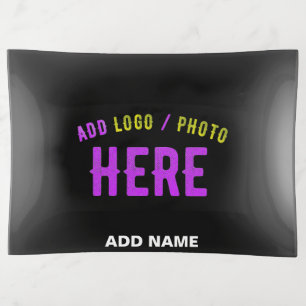 STYLISH MODERN CUSTOMIZABLE BLACK VERIFIED BRANDED TRINKET TRAY