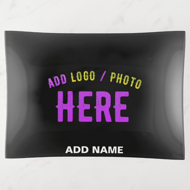STYLISH MODERN CUSTOMIZABLE BLACK VERIFIED BRANDED TRINKET TRAY (Front)