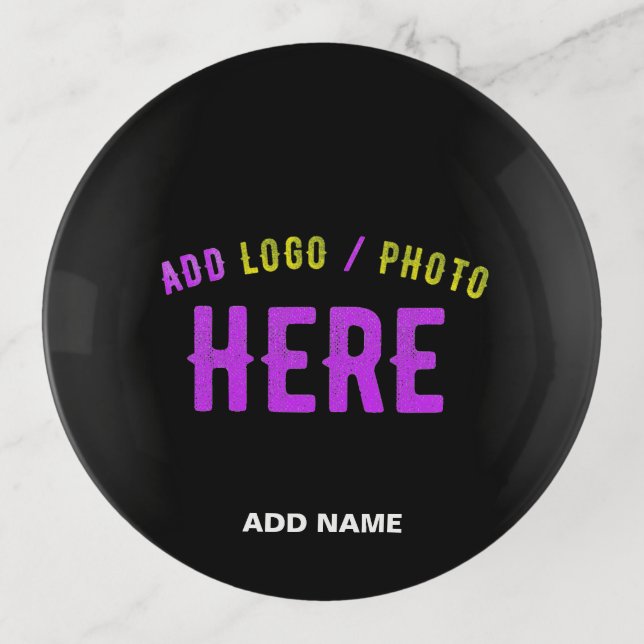 STYLISH MODERN CUSTOMIZABLE BLACK VERIFIED BRANDED TRINKET TRAY (Front)