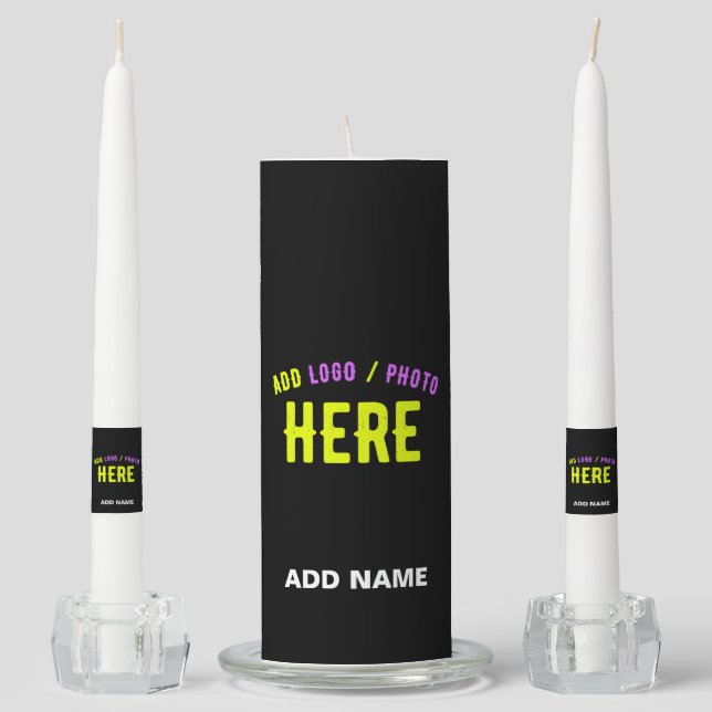 STYLISH MODERN CUSTOMIZABLE BLACK VERIFIED BRANDED UNITY CANDLE SET (Front)