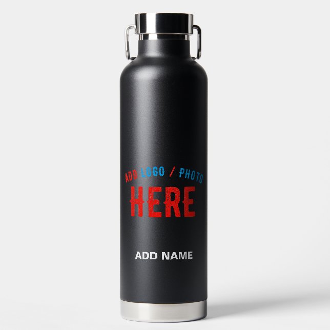 STYLISH MODERN CUSTOMIZABLE BLACK VERIFIED BRANDED WATER BOTTLE (Front)